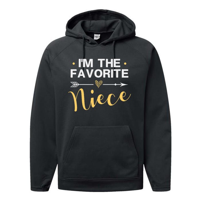 I'm the Favorite Niece Funny Niece Saying Colored Heart Performance Fleece Hoodie