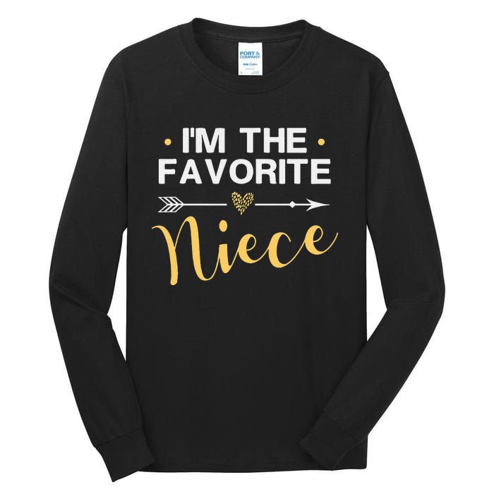 I'm the Favorite Niece Funny Niece Saying Colored Heart Tall Long Sleeve T-Shirt