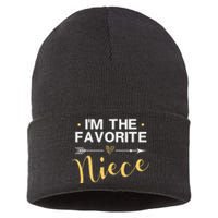 I'm the Favorite Niece Funny Niece Saying Colored Heart Sustainable Knit Beanie