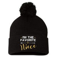 I'm the Favorite Niece Funny Niece Saying Colored Heart Pom Pom 12in Knit Beanie