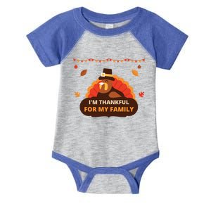 IM Thankful For My Family Thanksgiving Turkey Funny Gift Cute Gift Infant Baby Jersey Bodysuit