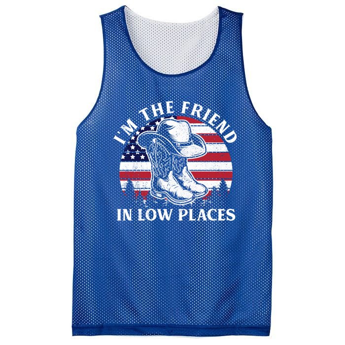 IM The Friend In Low Places Vintage Cow Hat Usa Flag Meaningful Gift Mesh Reversible Basketball Jersey Tank