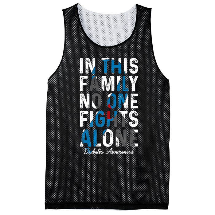 In This Family No One Fight Alone Diabetes Awareness Mesh Reversible Basketball Jersey Tank