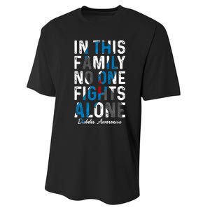 In This Family No One Fight Alone Diabetes Awareness Performance Sprint T-Shirt