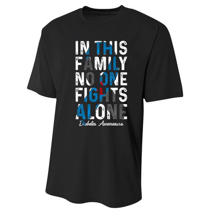 In This Family No One Fight Alone Diabetes Awareness Performance Sprint T-Shirt