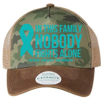 In This Family Nobody Fights Alone Sexual Assault Awareness Gift Legacy Tie Dye Trucker Hat