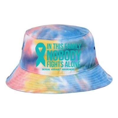 In This Family Nobody Fights Alone Sexual Assault Awareness Gift Tie Dye Newport Bucket Hat