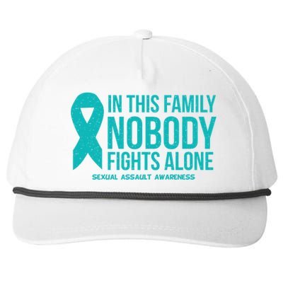 In This Family Nobody Fights Alone Sexual Assault Awareness Gift Snapback Five-Panel Rope Hat