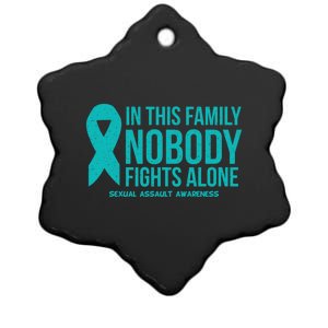 In This Family Nobody Fights Alone Sexual Assault Awareness Gift Ceramic Star Ornament