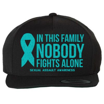 In This Family Nobody Fights Alone Sexual Assault Awareness Gift Wool Snapback Cap