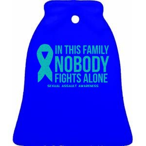 In This Family Nobody Fights Alone Sexual Assault Awareness Gift Ceramic Bell Ornament