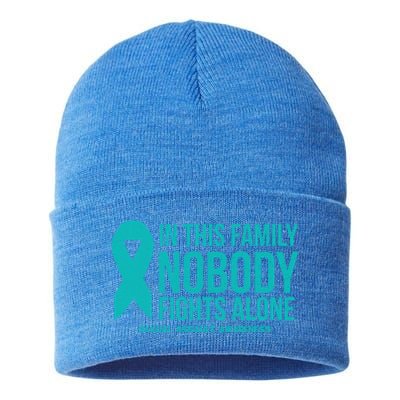 In This Family Nobody Fights Alone Sexual Assault Awareness Gift Sustainable Knit Beanie