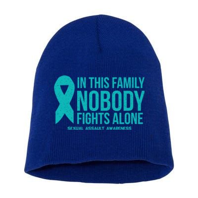 In This Family Nobody Fights Alone Sexual Assault Awareness Gift Short Acrylic Beanie