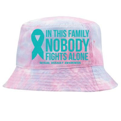 In This Family Nobody Fights Alone Sexual Assault Awareness Gift Tie-Dyed Bucket Hat