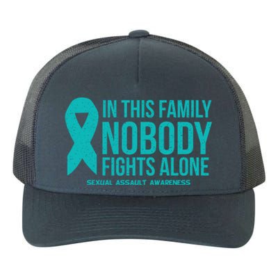 In This Family Nobody Fights Alone Sexual Assault Awareness Gift Yupoong Adult 5-Panel Trucker Hat