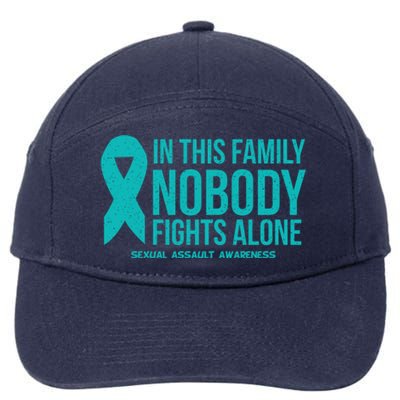 In This Family Nobody Fights Alone Sexual Assault Awareness Gift 7-Panel Snapback Hat