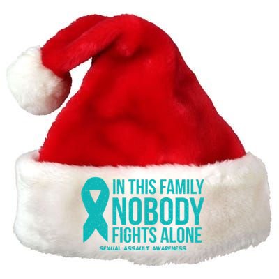 In This Family Nobody Fights Alone Sexual Assault Awareness Gift Premium Christmas Santa Hat