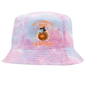 IM Thankful For My Family Thanksgiving Turkey Wearing Mask Great Gift Tie-Dyed Bucket Hat