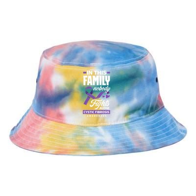 In This Family Nobody Fights Alone Cystic Fibrosis Awareness Gift Tie Dye Newport Bucket Hat