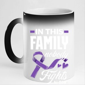 In This Family Nobody Fights Alone Cystic Fibrosis Awareness Gift 11oz Black Color Changing Mug