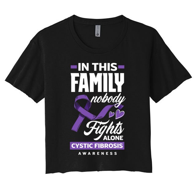 In This Family Nobody Fights Alone Cystic Fibrosis Awareness Gift Crop Top