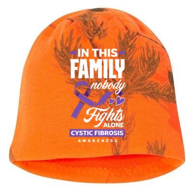 In This Family Nobody Fights Alone Cystic Fibrosis Awareness Gift Kati - Camo Knit Beanie