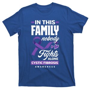 In This Family Nobody Fights Alone Cystic Fibrosis Awareness Gift T-Shirt