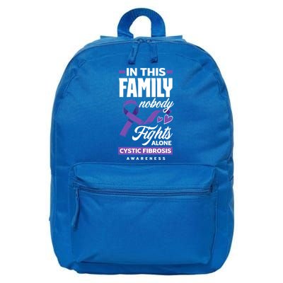 In This Family Nobody Fights Alone Cystic Fibrosis Awareness Gift 16 in Basic Backpack
