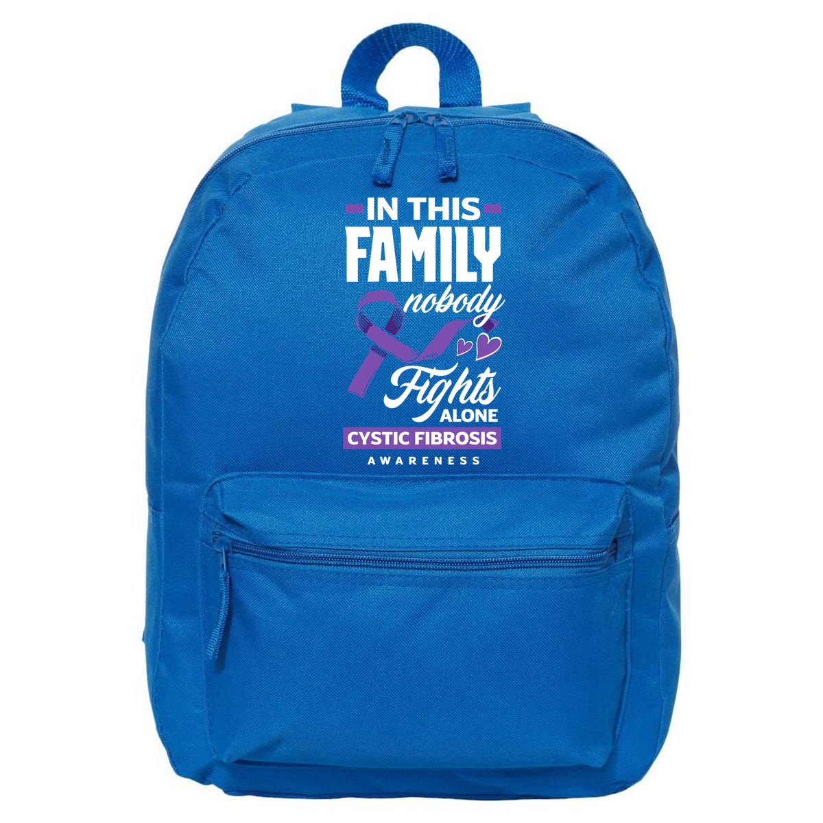 In This Family Nobody Fights Alone Cystic Fibrosis Awareness Gift 16 in Basic Backpack