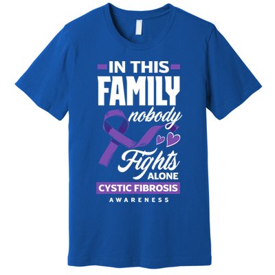 In This Family Nobody Fights Alone Cystic Fibrosis Awareness Gift Premium T-Shirt