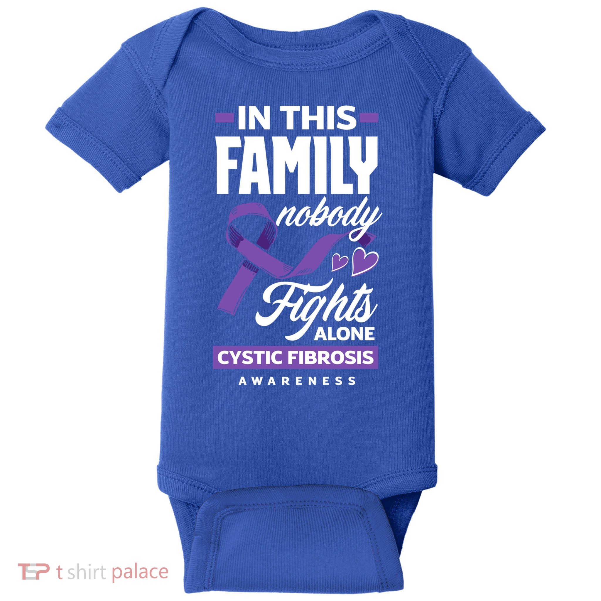 In This Family Nobody Fights Alone Cystic Fibrosis Awareness Gift Baby Bodysuit