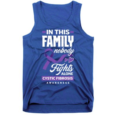 In This Family Nobody Fights Alone Cystic Fibrosis Awareness Gift Tank Top