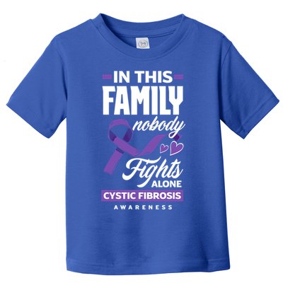 In This Family Nobody Fights Alone Cystic Fibrosis Awareness Gift Toddler T-Shirt