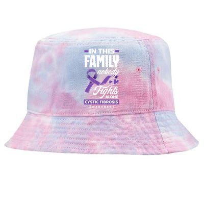 In This Family Nobody Fights Alone Cystic Fibrosis Awareness Gift Tie-Dyed Bucket Hat