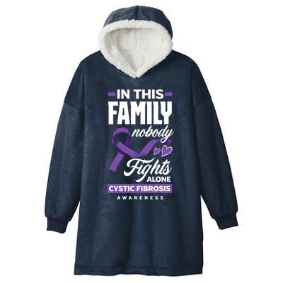 In This Family Nobody Fights Alone Cystic Fibrosis Awareness Gift Hooded Wearable Blanket