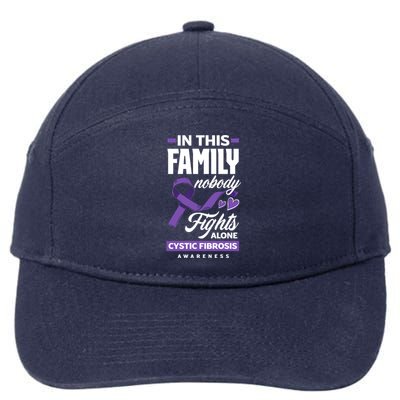 In This Family Nobody Fights Alone Cystic Fibrosis Awareness Gift 7-Panel Snapback Hat