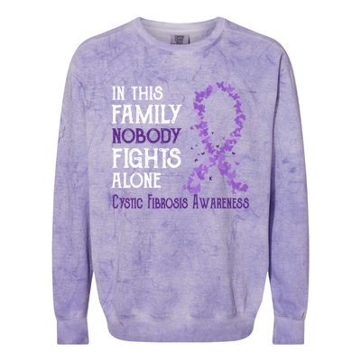 In This Family Nobody Fights Alone Cystic Fibrosis Cool Gift Colorblast Crewneck Sweatshirt