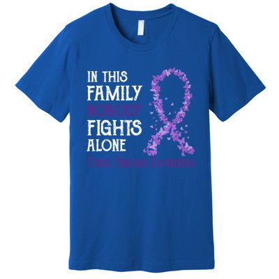 In This Family Nobody Fights Alone Cystic Fibrosis Cool Gift Premium T-Shirt