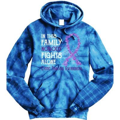 In This Family Nobody Fights Alone Cystic Fibrosis Cool Gift Tie Dye Hoodie