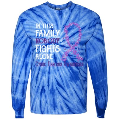 In This Family Nobody Fights Alone Cystic Fibrosis Cool Gift Tie-Dye Long Sleeve Shirt