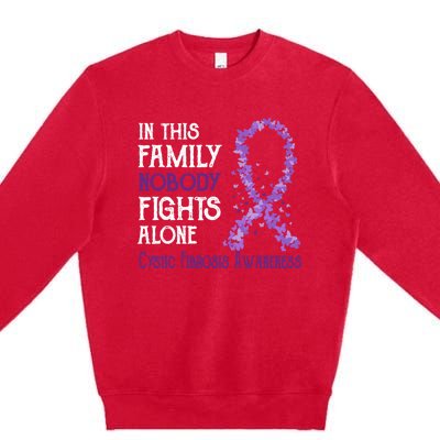 In This Family Nobody Fights Alone Cystic Fibrosis Cool Gift Premium Crewneck Sweatshirt