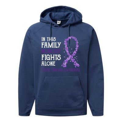 In This Family Nobody Fights Alone Cystic Fibrosis Cool Gift Performance Fleece Hoodie