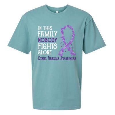 In This Family Nobody Fights Alone Cystic Fibrosis Cool Gift Sueded Cloud Jersey T-Shirt