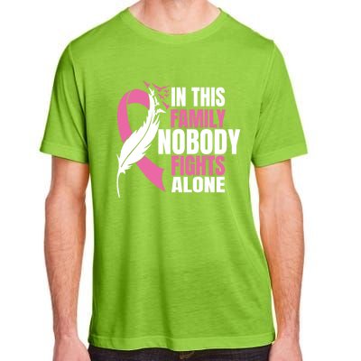 In This Family Nobody Fights Alone Breast Cancer Awareness Gift Adult ChromaSoft Performance T-Shirt