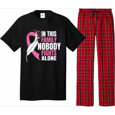 In This Family Nobody Fights Alone Breast Cancer Awareness Gift Pajama Set