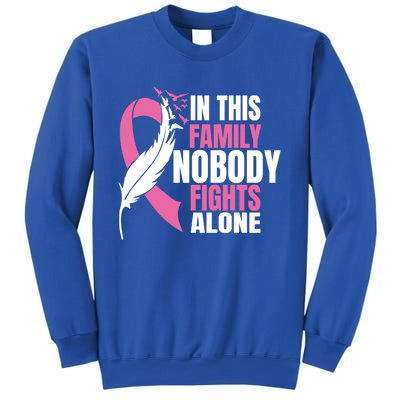 In This Family Nobody Fights Alone Breast Cancer Awareness Gift Sweatshirt