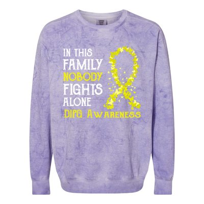 In This Family Nobody Fights Alone Dipg Gift Colorblast Crewneck Sweatshirt