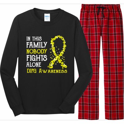 In This Family Nobody Fights Alone Dipg Gift Long Sleeve Pajama Set