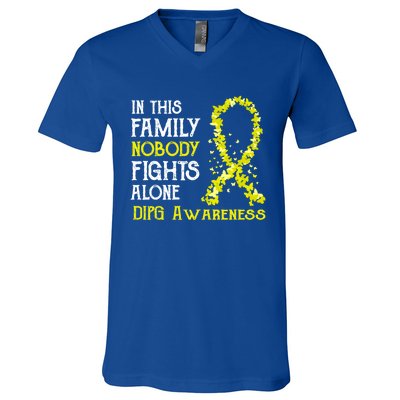 In This Family Nobody Fights Alone Dipg Gift V-Neck T-Shirt