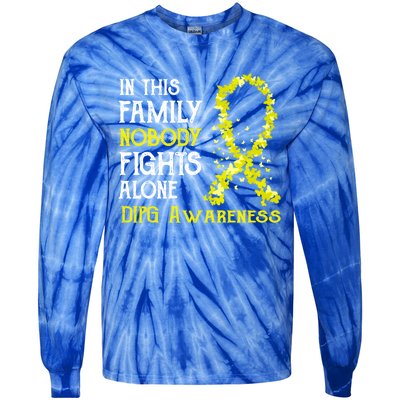 In This Family Nobody Fights Alone Dipg Gift Tie-Dye Long Sleeve Shirt